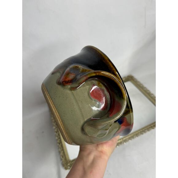 VintageHandmade Studio Pottery Bowl Double Handle Artist Signed - Picture 10 of 10